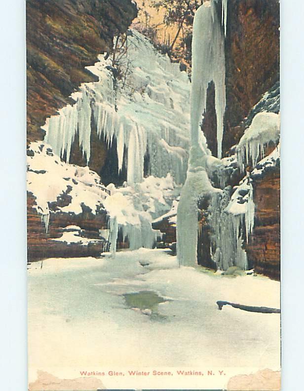 Divided-Back FROZEN WATER Watkins Glen New York NY hk2897