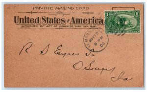 1900 German-American Savings Bank Le Mars Iowa IA Posted PMC Postal Card