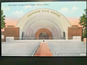 Vintage Postcard 1951 Grandon Civic Center Band Shell, Sterling, Illinois (IL)