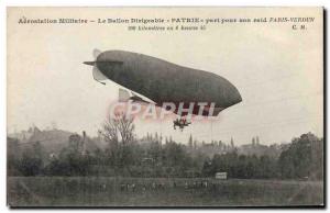 Old Postcard Zeppelin Airship from his homeland to Paris raid Verdun