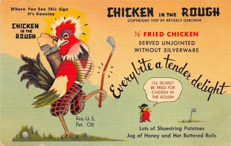 Oklahoma City Oklahoma 1940s Postcard Beverly's Chicken in the Rough 