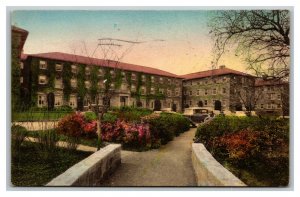 Vintage 1935 Postcard Roble Hall Antique Cars Stanford University California