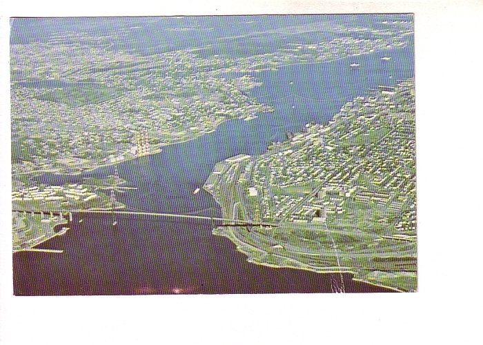 MacKay Bridge, Nice Aerial View of Halifax and Dartmouth, Nova Scotia..