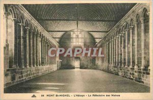 Old Postcard Mont St Michel Abbey The Monks Refectory