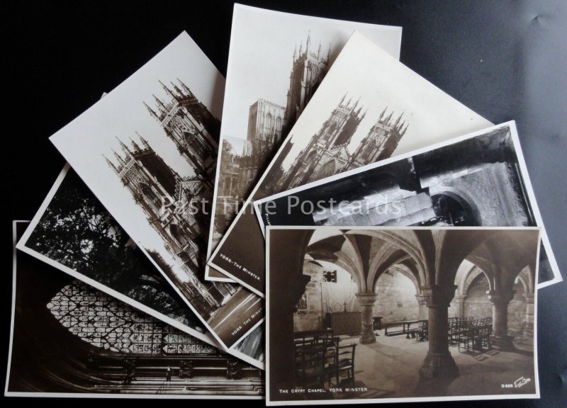 Yorkshire YORK MINSTER Collection x 7 - Old RP Postcard by Walter Scott