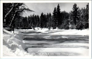 RPPC  TRUCKEE, CA California   WINTER on the TRUCKEE RIVER  c1940s   Postcard