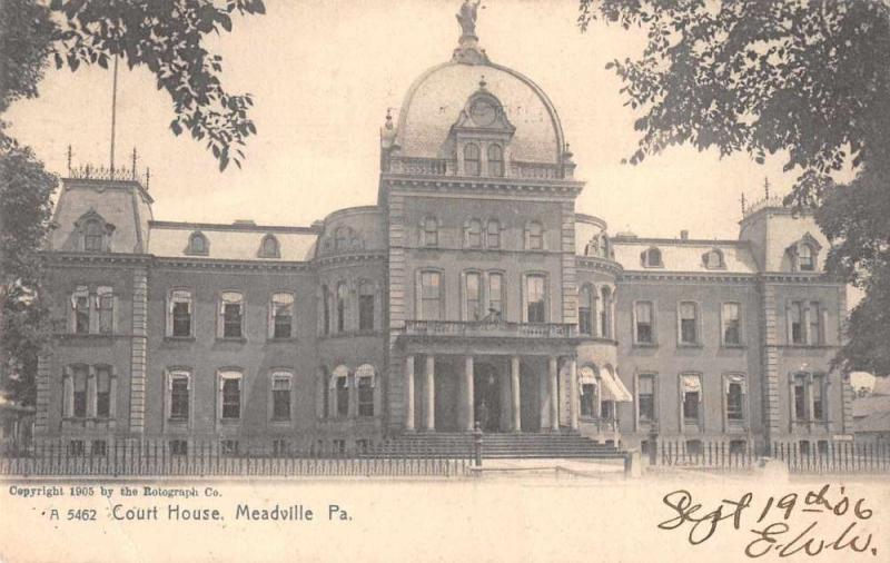 Meadville Pennsylvania Court House Exterior View Antique Postcard J77060