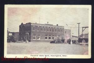 HEMINGFORD NEBRASKA FARMERS STATE BANK DOWNTOWN OLD ADVERTISING POSTCARD