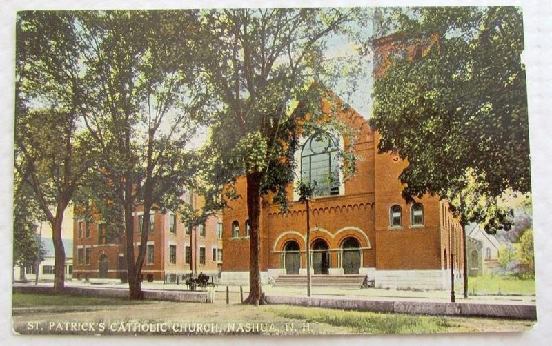 ANTIQUE POSTCARD ST.PATRICK'S CATHOLIC CHURCH NASHUA N.H.