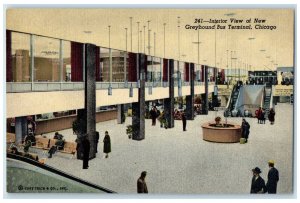 c1940's Interior View Of New Greyhound Bus Terminal Chicago Illinois IL Postcard