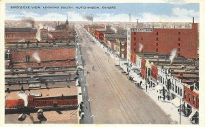 HUTCHINSON, KS Bird's-Eye View Street Scene Kansas ca 1920s Vintage Postcard