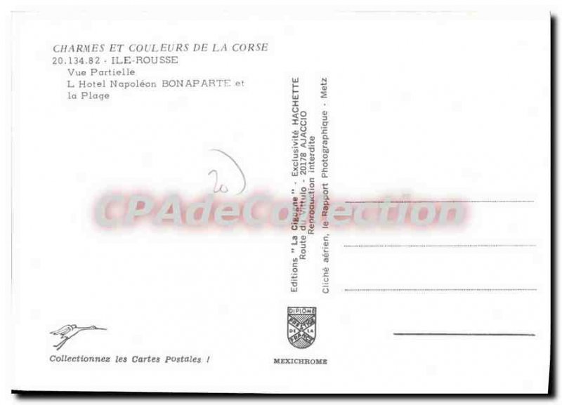 Postcard Modern Ile Rousse Partial The Hotel Napoleon Bonaparte And The Beach