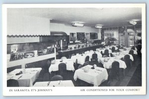 1940 Sarasota Florida FL Vintage Postcard It's Johnny's Restaurant Interior View
