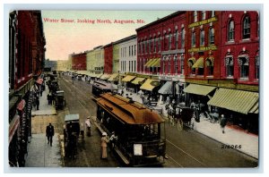 1915 Water Street Looking North, Augusta Maine ME Posted Antique Postcard