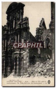 Old Postcard Army Arras City Hall after the bombing