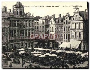 Postcard Old Large Format Brussels Grand Place Marche Aux Fleurs 18 * 14 cm