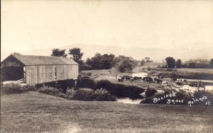 RPPC Rutland VT, Billings Covered Bridge,1940's, Dairy Cattle, Country Scen