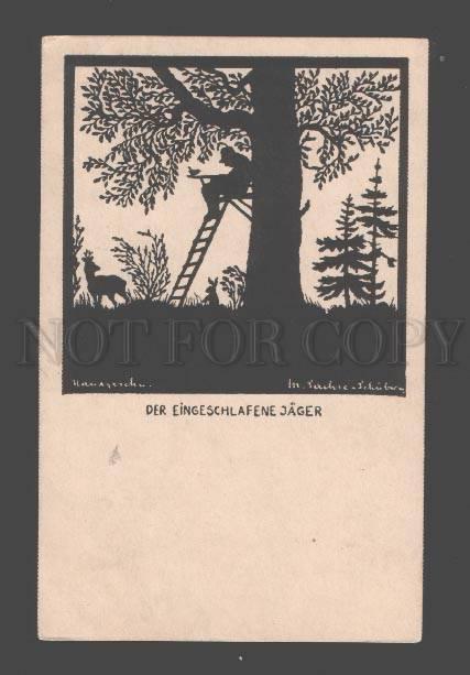 3093945 Rabbit Deer Bird ART NOUVEAU Vintage SILHOUETTE Rare PC