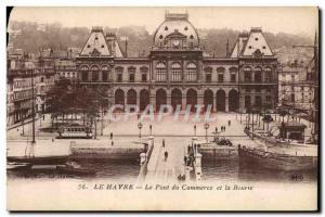 Old Postcard Le Havre The Trade Bridge and the Bourse Boat Tram