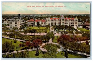 c1910 Santa Rosa Hospital Milan Square San Antonio Texas TX Antique Postcard