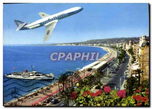 Postcard Modern Jet Aviation Nice's Promenade des Anglais overflown by Caravelle