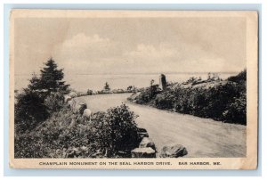 1923 Champlain Monument On The Seal Harbor Drive Bar Harbor Maine ME Postcard