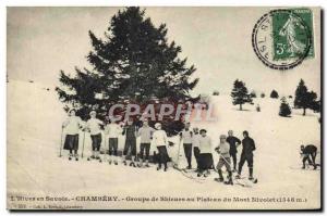 Old Postcard of Sports & # 39hiver Chambery ski Group of skiers at Mont Nivol...