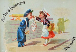 Aux Trois Quartiers French Soldier-Boy Maid Wiping His Nose F89