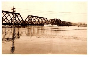 Flood  Disasters  High Water up to Railroad Bridge