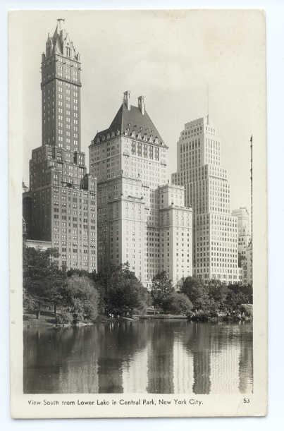 RPPC View South from Lower Lake Central Park New York City NY