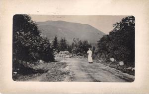 Jersey City New Jersey Woman on Scenic Road Real Photo Antique Postcard (J18535)