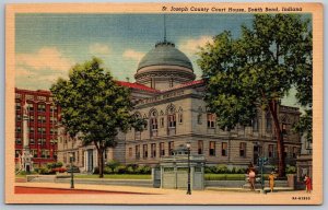 Vtg South Bend Indiana IN St Joseph County Court House 1930s View Linen Postcard