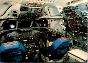 Swissair Cockpit, DC-8 Aircraft Vintage Postcard Q57