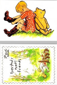 2~4X6 Modern Postcards Disney Animation Art WINNIE THE POOH & CHRISTOPHER ROBIN