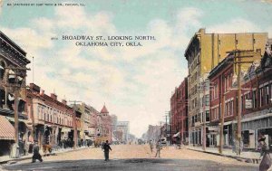 Broadway Street Looking North Oklahoma City OK 1908 postcard