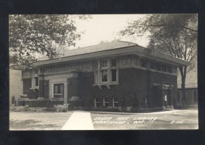 RPPC EVANSVILLE WISCONSIN ERGER FREE LIBRARY VINTAGE REAL PHOTO POSTCARD