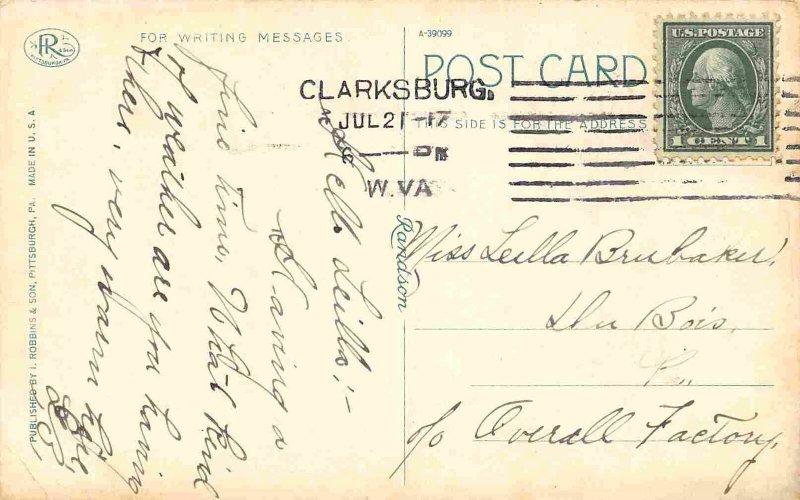 Waldo Hotel Clarksburg West Virginia 1917 postcard