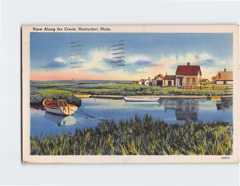 Postcard View Along the Creek, Nantucket, Massachusetts
