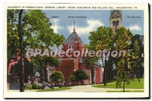 Postcard Modern University of Pennsylvania Library Showing Irvine Auditorium ...