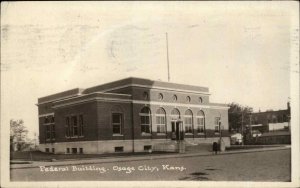 Osage City Kansas KS Federal Building Real Photo Vintage Postcard