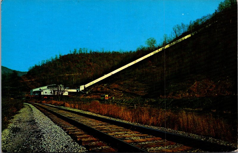 Coal Tipple Kentucky VA line railroad tracks vtg postcard