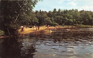 New Hampton New Hampshire~Clearwater Campground~Sandy Beach~Kids in Boat~1960s