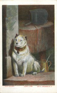 Dog Low Life - Sir E. Landseer - Tate Gallery fine art painting postcard 1913