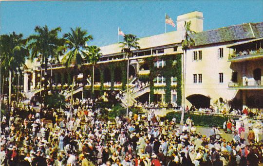 Horse Racing Crowd Filled Paddock Hialeah Race Course Hialeah Florida