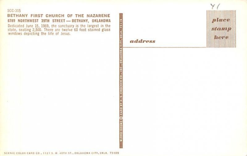 Bethany First Church Of The Nazarene Built In 1969 - Bethany, Oklahoma OK