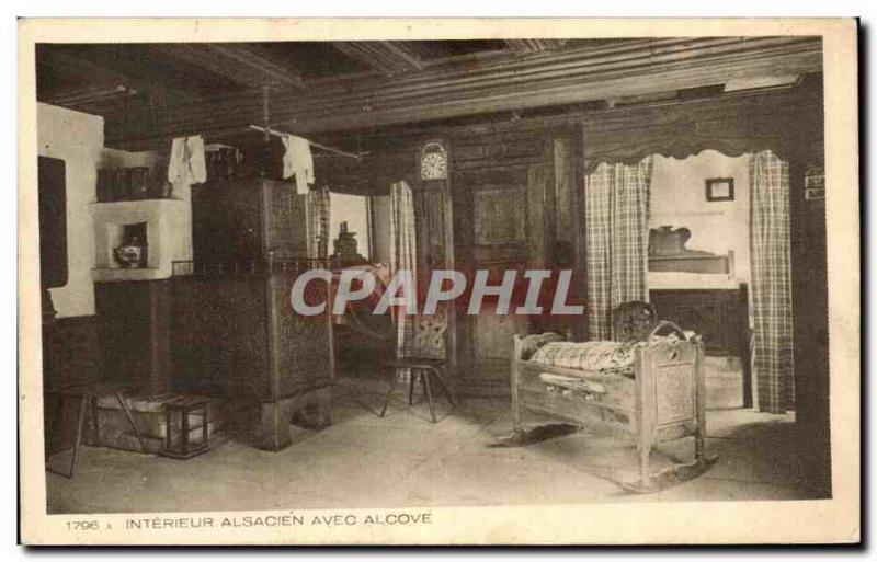 Old Postcard Interior Alsatian With Alcove Saverne