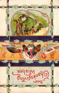 Thanksgiving Greetings With Turkey 1910