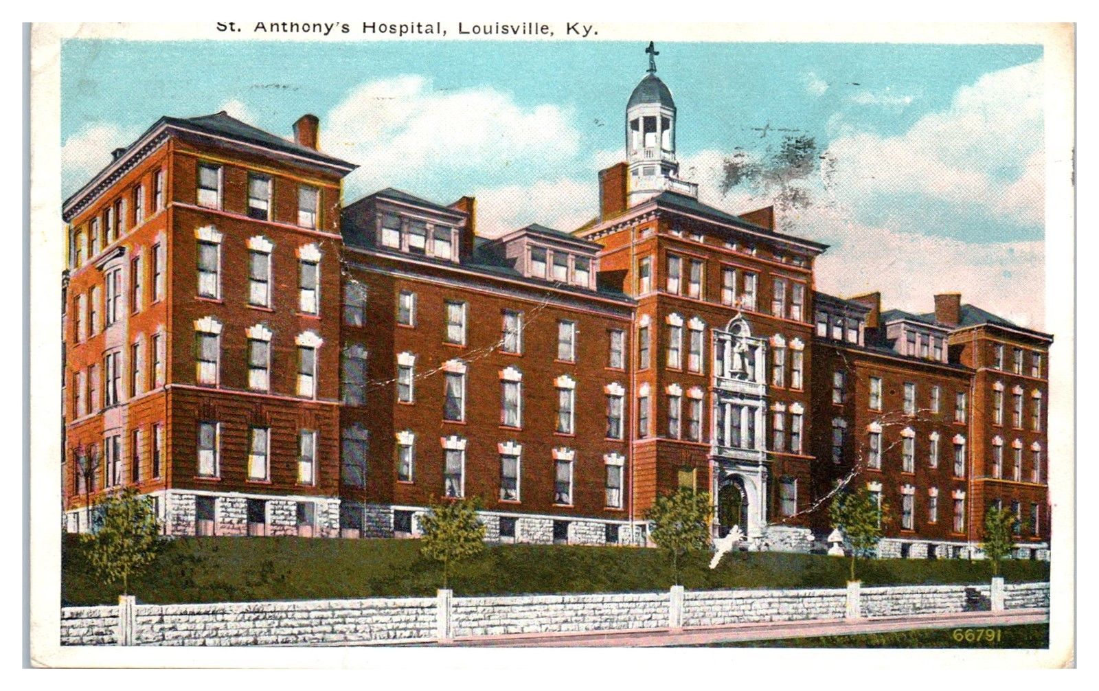 Louisville Kentucky~US Flag @ US Veterans Administration Hospital~Vintage  Postca