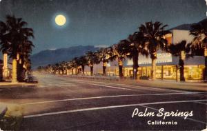 Palm Springs California Palm Canyon Drive At Night Vintage Postcard K31584