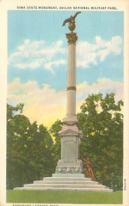 Pittsburgh Landing TN Iowa State Monument Shiloh  Linen Postcard Unused